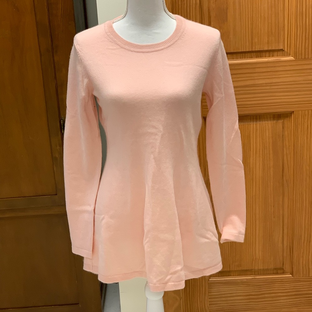 Issac Mizrahi Live 100% Cashmere Light Pink Women's Long Sleeve Tunic Top